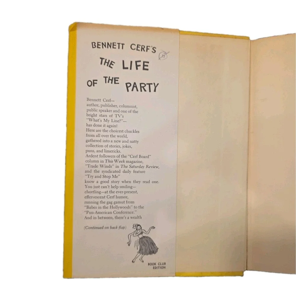 Bennett Cerf's The Life of the Party, 1956 First Edition Hardcover/DJ 1956